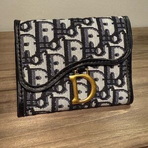 Leather Wallet with Gold Accent